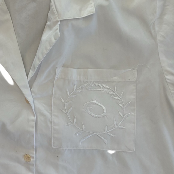 Vintage Oscar de la Renta cotton embroidered collared blouse- white - 12 - Picture 5 of 5
